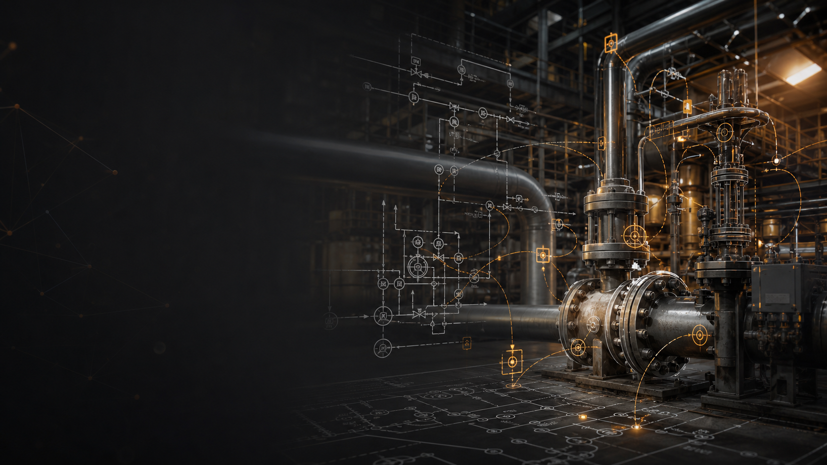 Industrial process equipment interpreted through engineering drawings and AI data relationships